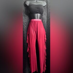 Red Ruffle Beach Pants